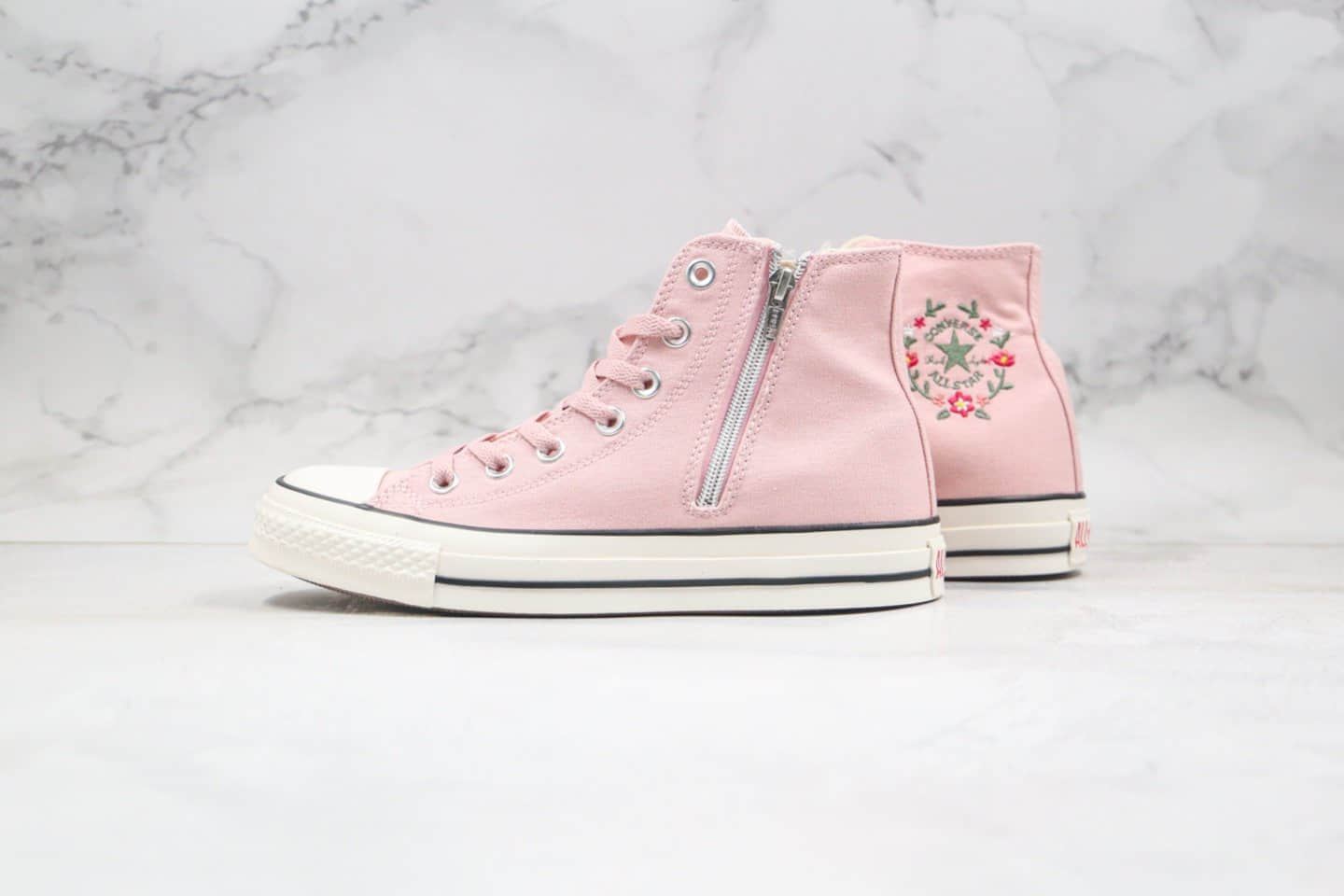 匡威Converse ALL STAR FLOWcROWN公司级版本高帮日本限定花环刺绣拉链花卉粉色原盒原标 (ID:35820) - 图片1