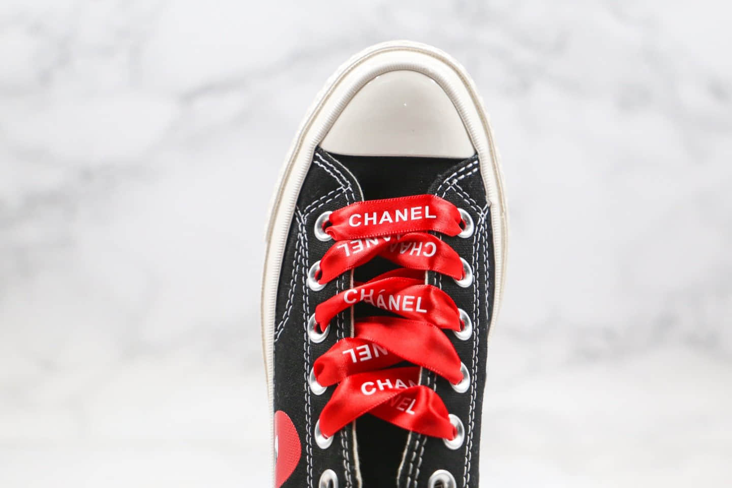匡威Converse x 敏感内容G PLAY X CHANEL公司级版本香奈儿联名款低帮川久保玲黑白红爱心原厂硫化大底