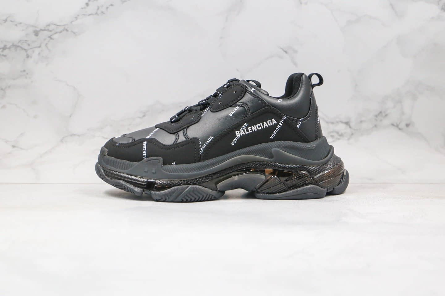 巴黎世家Balenciaga Triple S纯原版本气垫老爹鞋2020年新款黑色字母原盒配件正确电绣LOGO (ID:35940) - 图片1