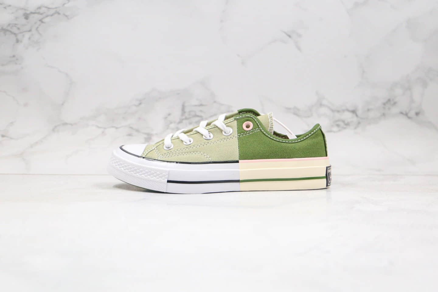 匡威Converse Chuck 70S公司级版本低帮解构拼接绿色2020年新款双围条硫化蓝底正确PU硅蓝软中底 (ID:36179) - 图片1