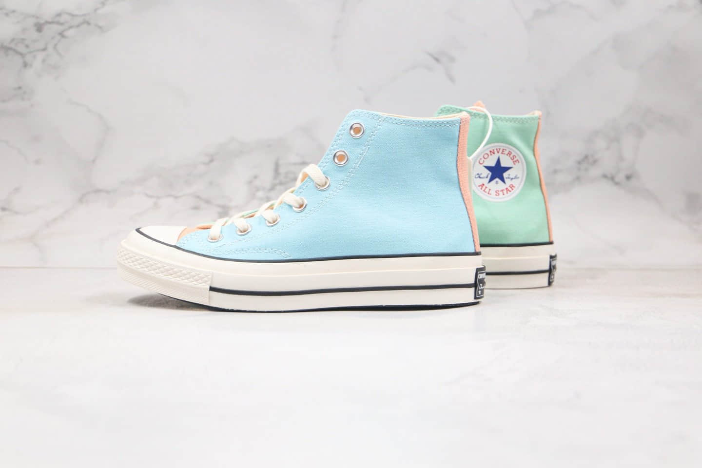 匡威Converse Addict 18SS公司级版本高帮三色拼色马卡龙彩虹拼接鸳鸯鞋面配色帆布鞋正确硅蓝PU软中底原盒原标 (ID:36349) - 图片1