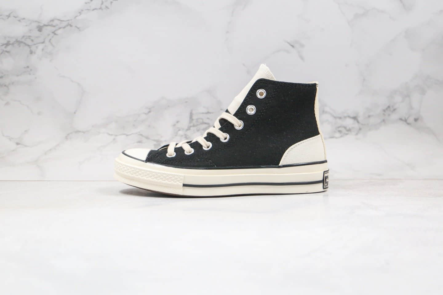 匡威Converse Psychedelic Hoops公司级版本高帮黑白色内外反转反标双围条硫化蓝底正确后跟定型 (ID:36365) - 图片1