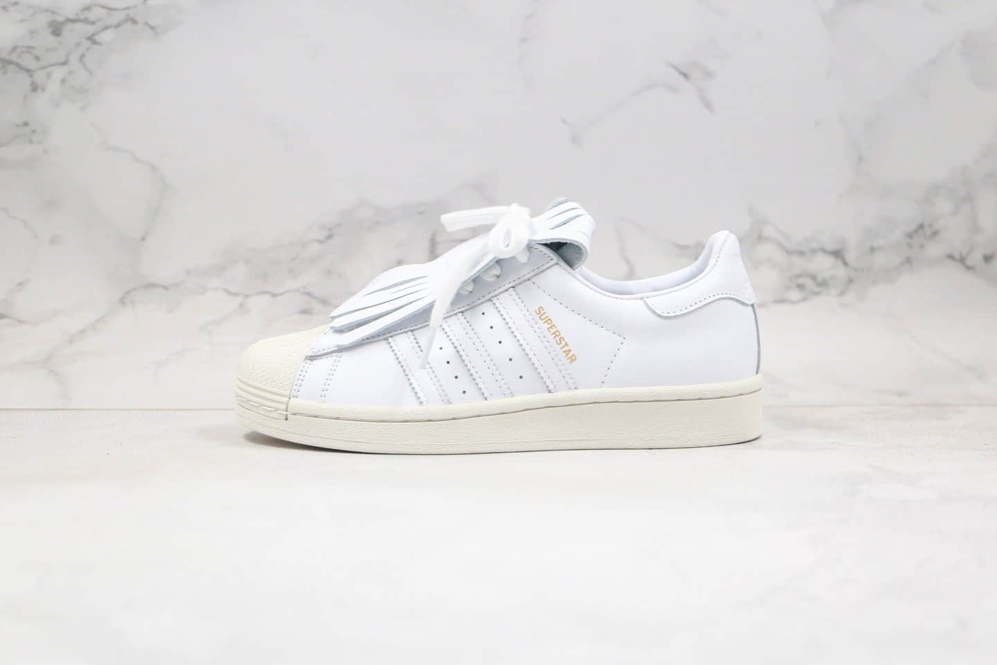 阿迪达斯adidas SUPERSTAR FR W纯原版本三叶草贝壳头流苏花边板鞋白色原档案数据开发原盒原标 (ID:36390) - 图片1