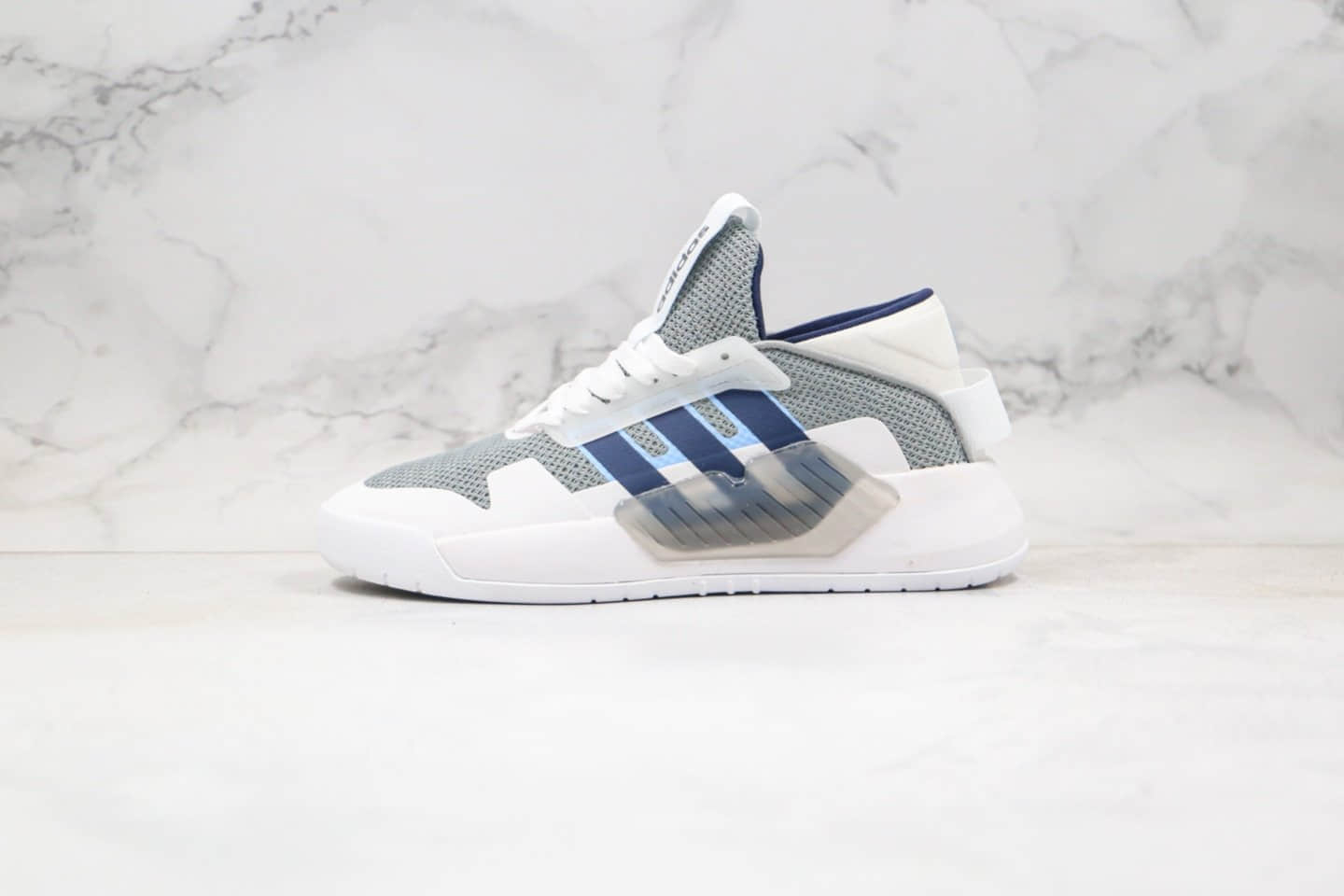 阿迪达斯Adidas neo PLAY9TIS 2.0纯原版本三条纹NEO高帮板鞋灰白蓝色原盒原标原档案数据开发 (ID:36592) - 图片1