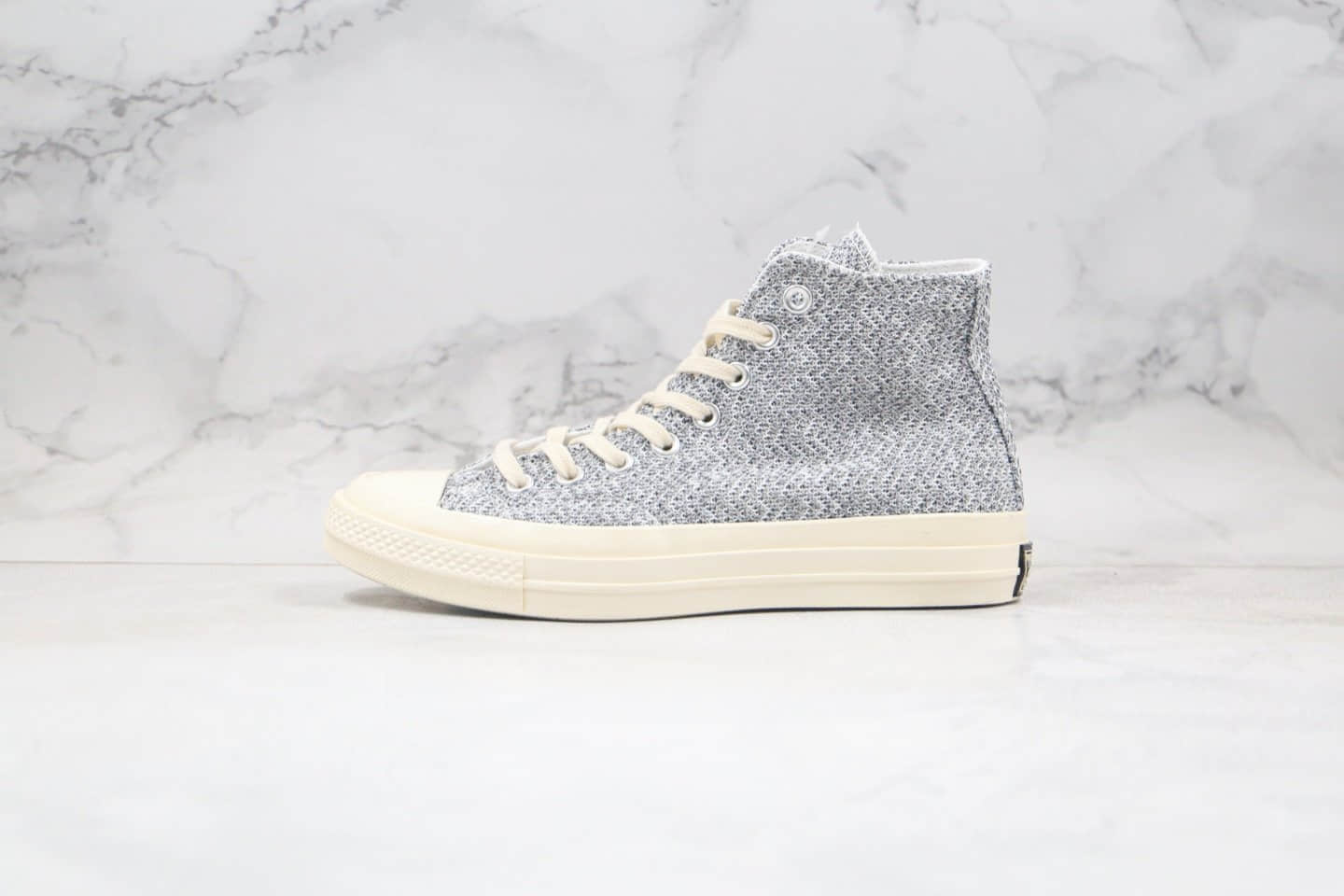 匡威CONVERSE CHUCK TAYLORALL STAR 1970S SNLRENEW Hi公司级版本高帮帆布鞋环保针织灰色毛线配色正确双围条硫化蓝底 (ID:36703) - 图片1