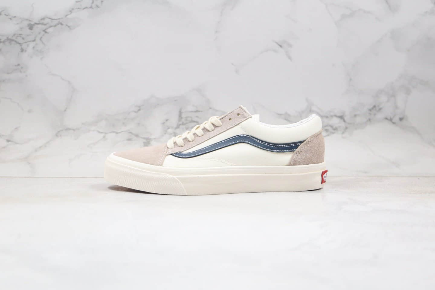 万斯Vans Old Skool Color Theory公司级版本低帮麂皮系列帆布鞋米白藏蓝色原厂硫化大底原盒原标 (ID:36798) - 图片1