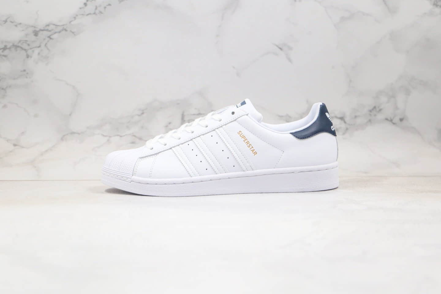 阿迪达斯Adidas Originals Superstar纯原版本三叶草金标贝壳头白藏蓝色原盒原标原档案数据开发 货号:FX4280