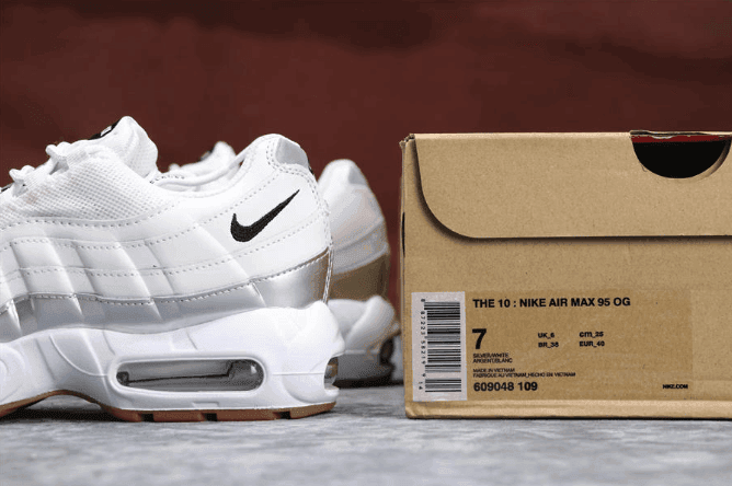 Nike Air Max 95 OG白银 耐克THE10公司级子弹95复古运动鞋 货号:609048-109
