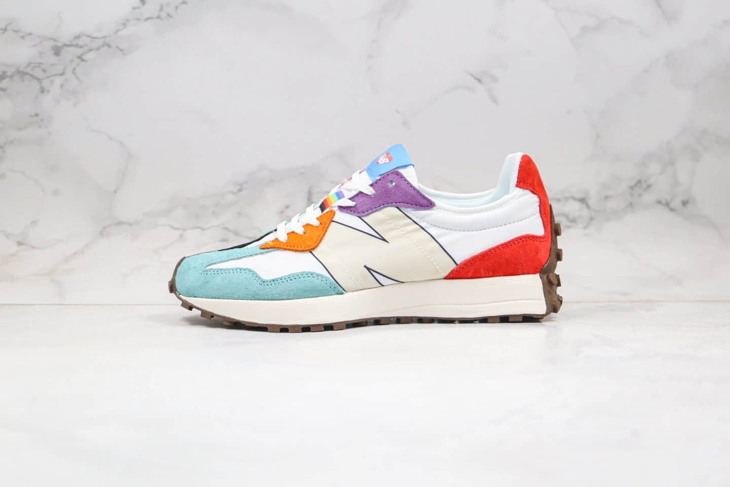 新百伦New Balance 327纯原版本白红蓝色休闲慢跑鞋原盒原标原楦头纸板打造 货号:WS327PRD