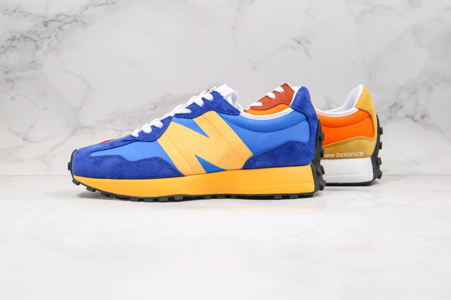 新百伦New Balance 327纯原版本复古慢跑鞋鸳鸯配色宝蓝色桔色敏感内容拼接原档案数据开发 货号:WS327LAA