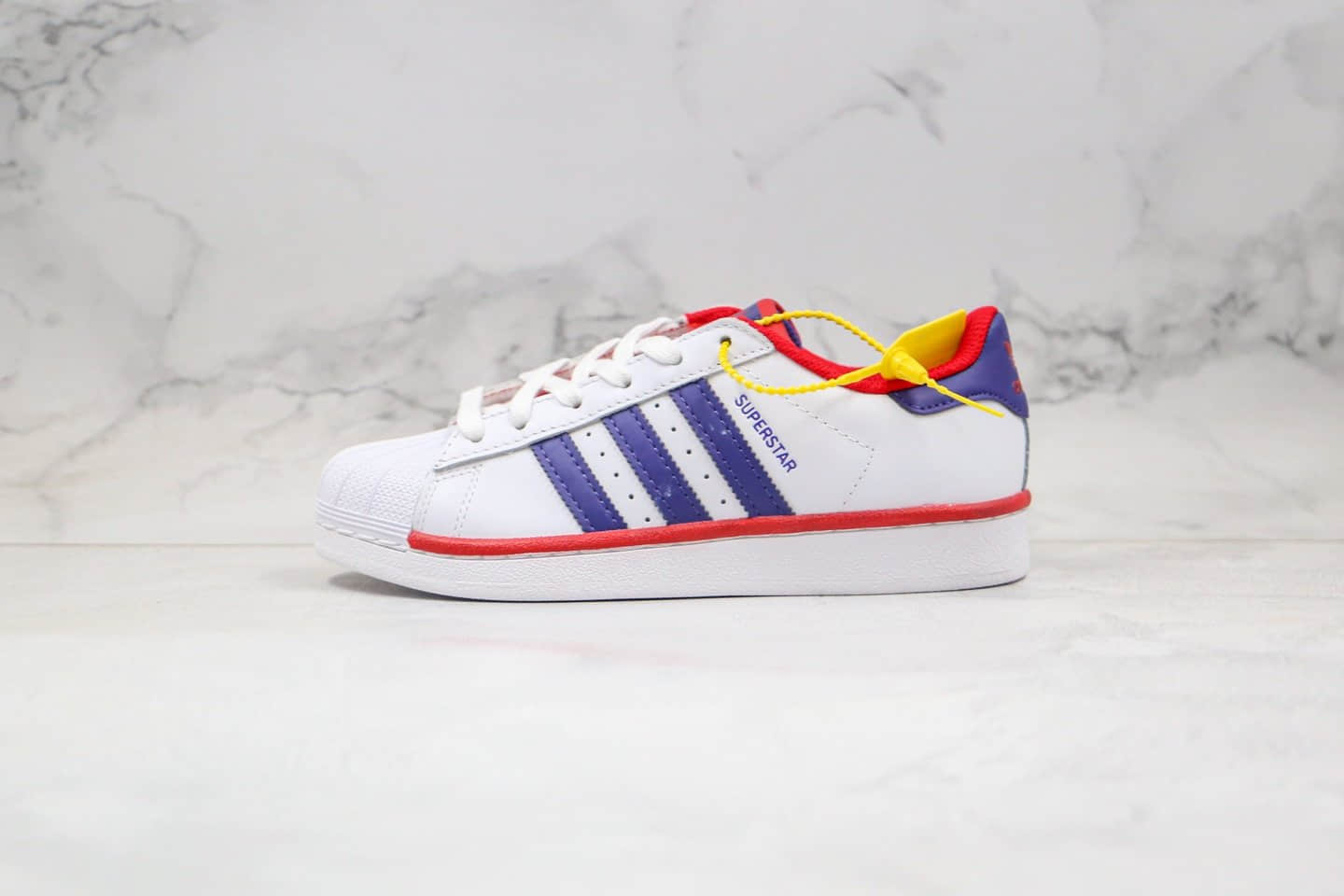 阿迪达斯Adidas Superstar纯原版本三叶草贝壳头红蓝色正确硅蓝软中底原鞋开模打造 (ID:37897) - 图片1