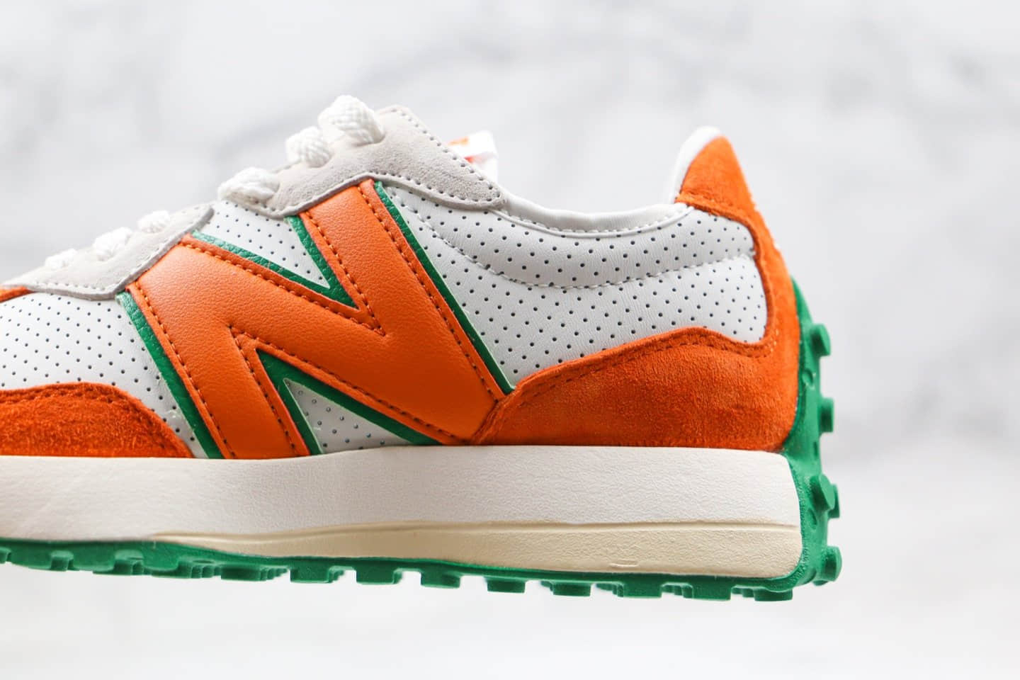 新百伦New Balance 327纯原版本皮面橙白绿色NB327复古慢跑鞋原盒原标 货号:WS327CBB