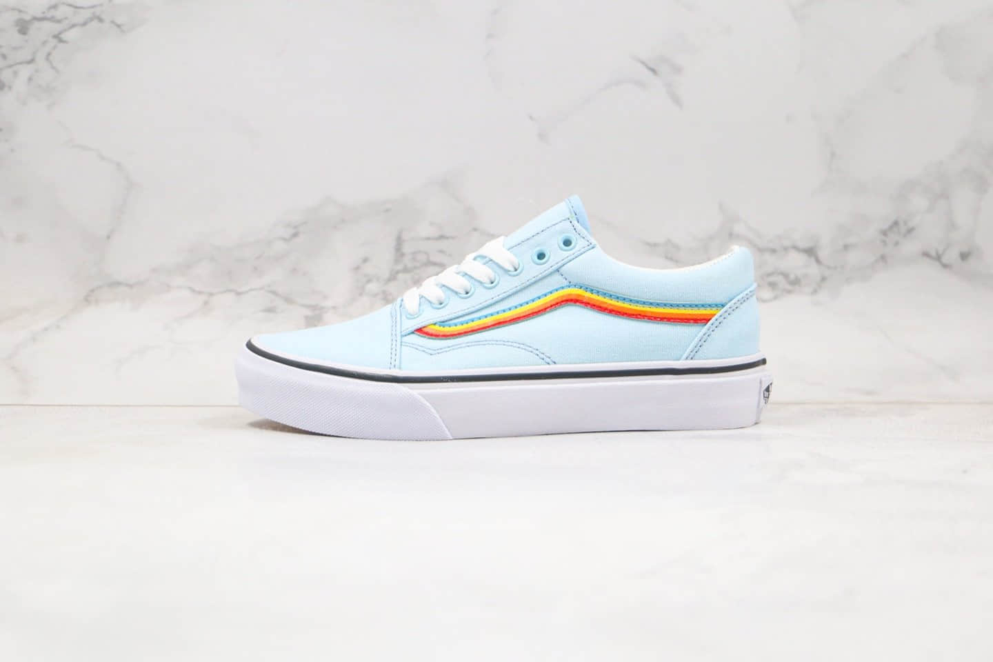 万斯Vans Old Skool公司级版本低帮薄荷彩虹浅蓝色硫化板鞋原盒原标原档案数据开发 (ID:39285) - 图片1