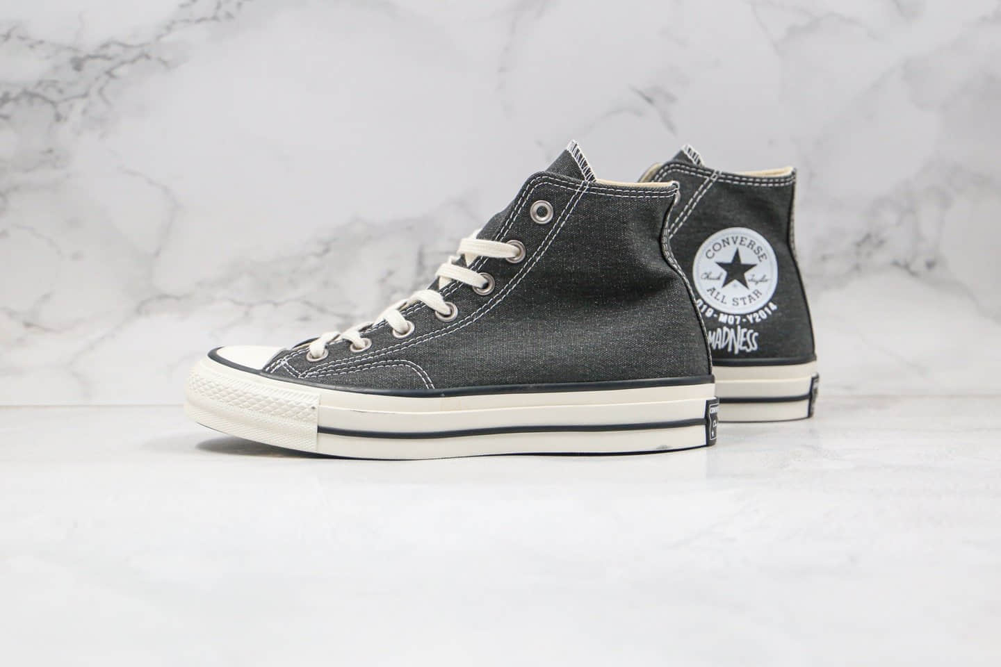 匡威Converse Addict x Madness公司级版本余文乐联名款水洗灰色高帮帆布鞋原档案数据开发原厂硫化大底 (ID:39938) - 图片1