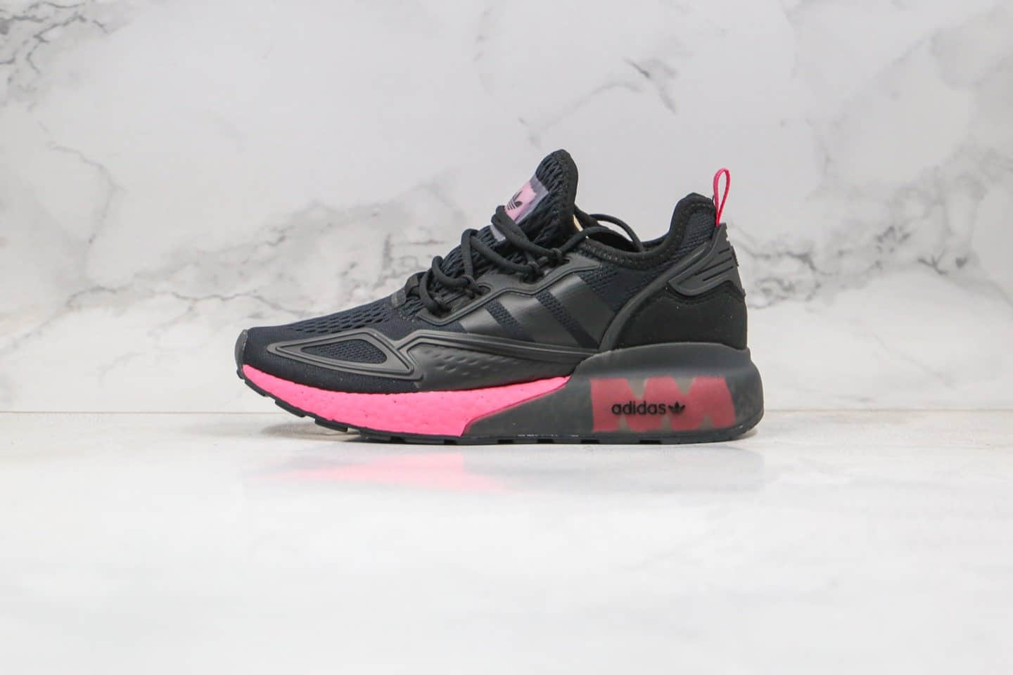 阿迪达斯Adidas Originals ZX 2K Boost纯原版本三叶草易烊千玺同款爆米花缓震跑鞋黑粉色原盒原标区别市面通货版本 货号:FX8489