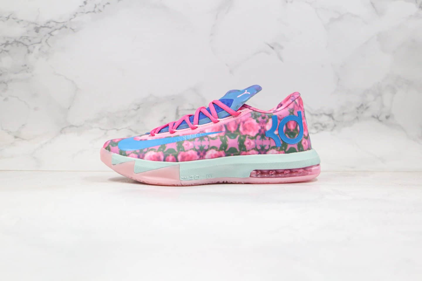 耐克Nike Zoom KD VI EP SJX纯原版本杜兰特6代实战篮球鞋蓝粉色花卉配色内置气垫支持实战 (ID:39979) - 图片1