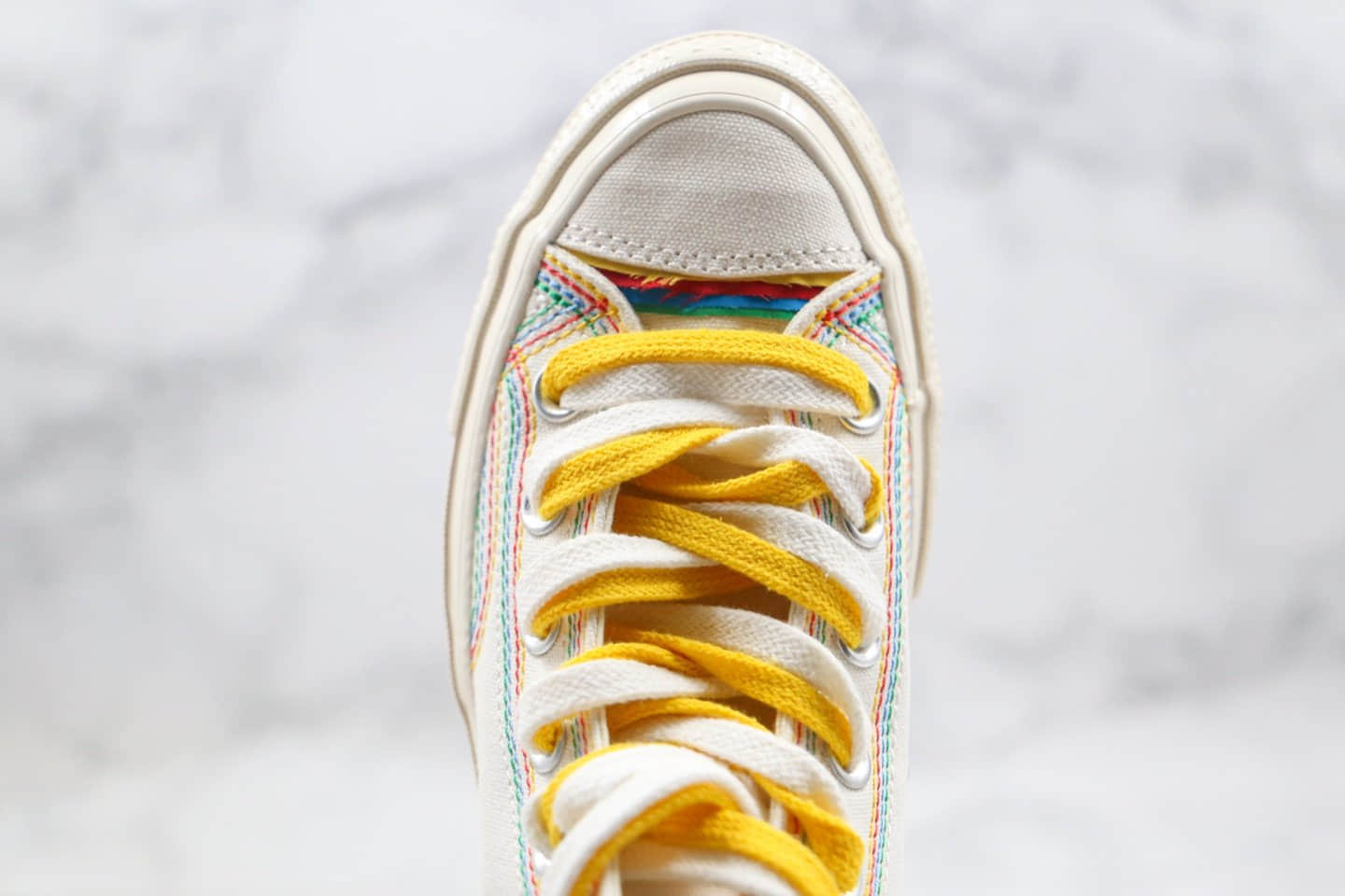 匡威Converse chuck 1970s公司级版本高帮彩虹线条奶白色硫化帆布鞋原盒原标原鞋开模一比一打造 货号:169047C