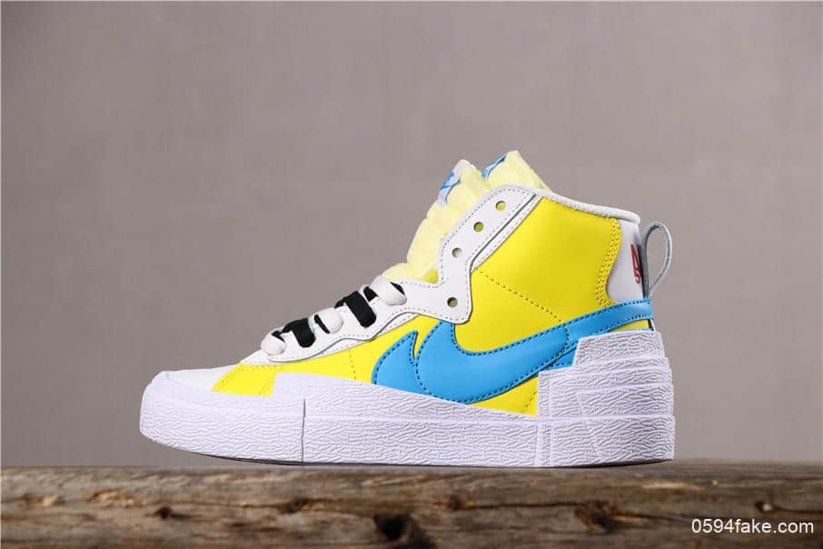 Sacai X Nike Blazer with Dunk耐克联名开拓者黄蓝真标带半码 双钩双标鞋带厚底 (ID:4027) - 图片1