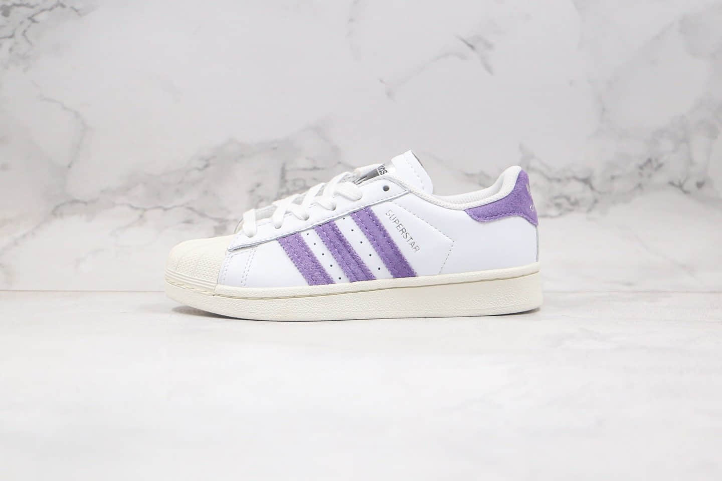 阿迪达斯Adidas Superstar纯原版本三叶草贝壳头板鞋香芋紫色正确硅蓝软中底 (ID:40380) - 图片1