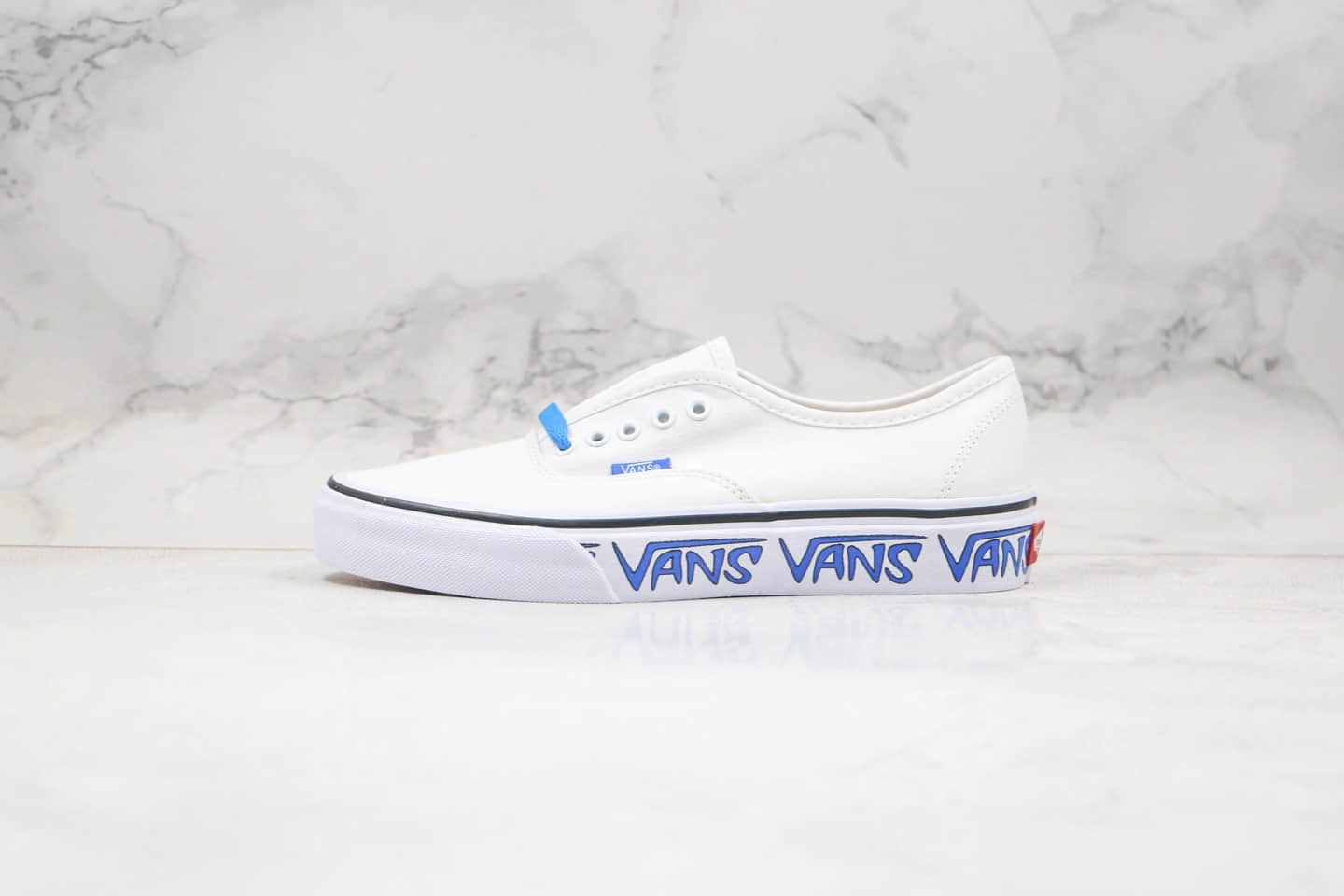 万斯Vans Authentic BMX公司级版本安纳海姆低帮侧边字母印花涂鸦白蓝色原厂硫化大底内置钢印 (ID:40495) - 图片1