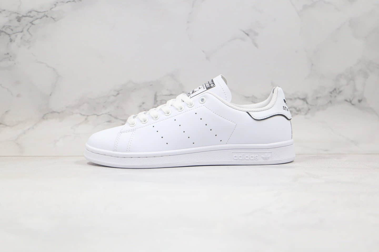 阿迪达斯Adidas Originals Stan Smith W纯原版本三叶草史密斯亮白色黑标小白鞋正确头层牛皮材质 (ID:40840) - 图片1