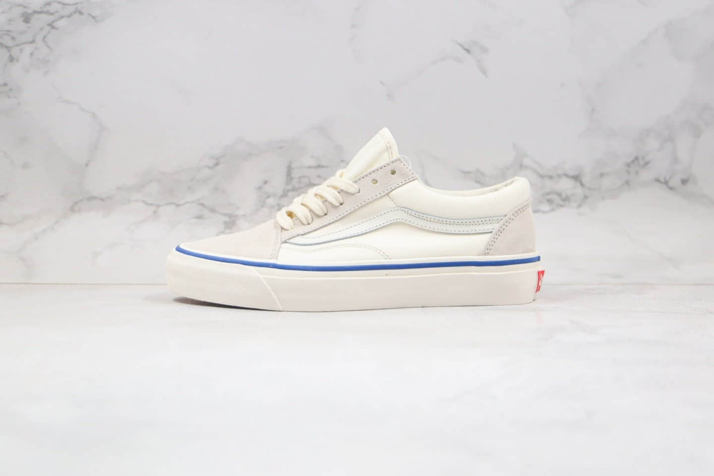 万斯Vans OG Old SkoolLX公司级版本低帮硫化板鞋米白蓝线条麂皮帆布鞋原厂硫化大底内置钢印 (ID:41000) - 图片1