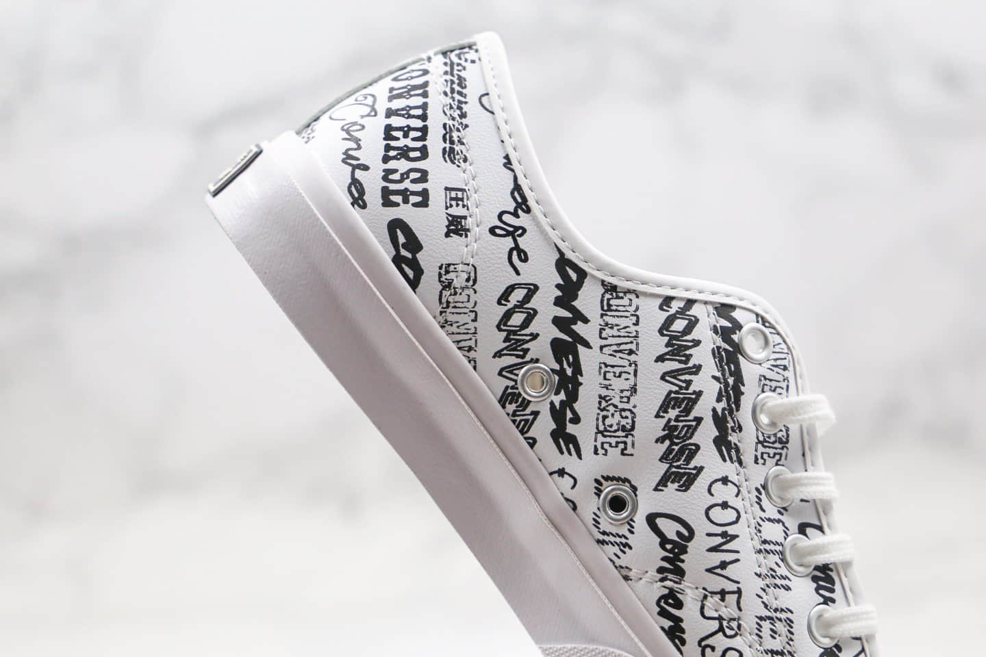 匡威CONVERSE Jack Purcell公司级版本低帮开口笑字母皮面LOGO帆布鞋原鞋开模一比一打造 货号:166488C