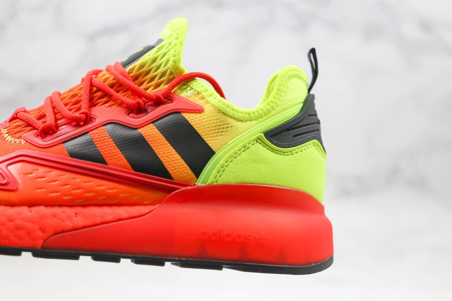 阿迪达斯Adidas Originals ZX 2K Boost纯原版本易烊千玺同款缓震跑鞋橙绿色内置真爆米花缓震 货号:FW0482