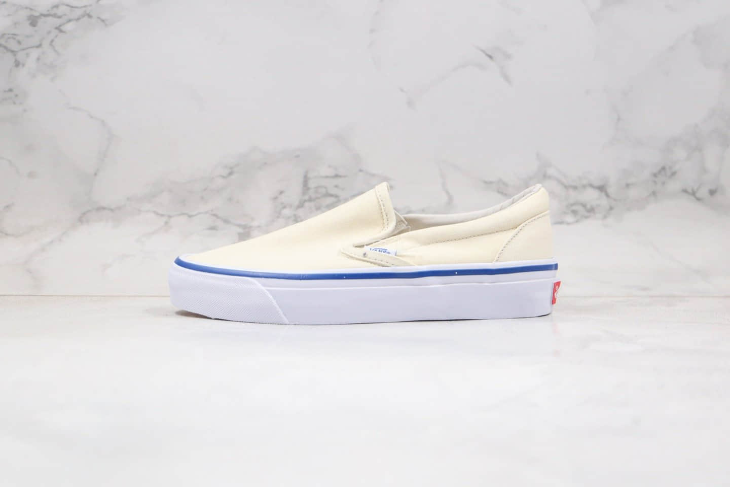 万斯Vans OG Slip-OnLX纯原版本低帮米白色蓝线条一脚蹬原厂硫化大底内置钢印 (ID:41193) - 图片1