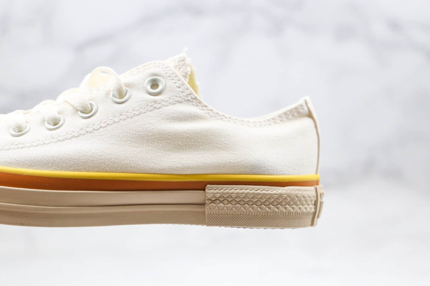 匡威Converse all star公司级版本低帮奶敏感内容米白黄橙线条帆布鞋原厂硫化大底原档案数据开发