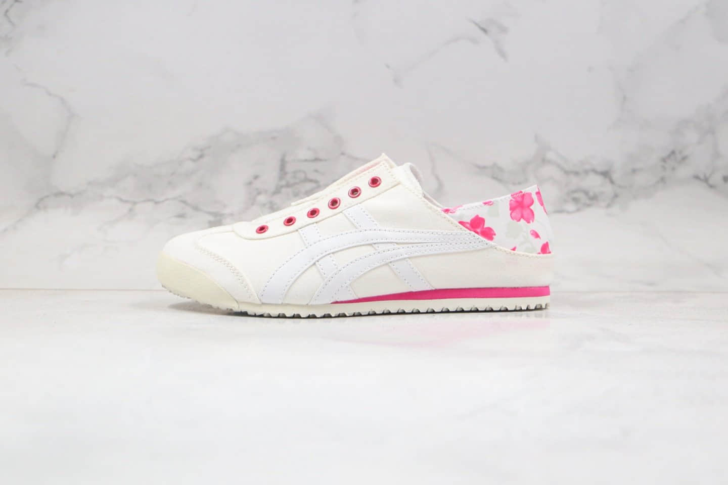亚瑟士Asics Onitsuka tiger 66 SLIP纯原版本鬼冢虎无鞋带一脚蹬帆布鞋白粉色原厂四联吊牌齐全 (ID:41337) - 图片1
