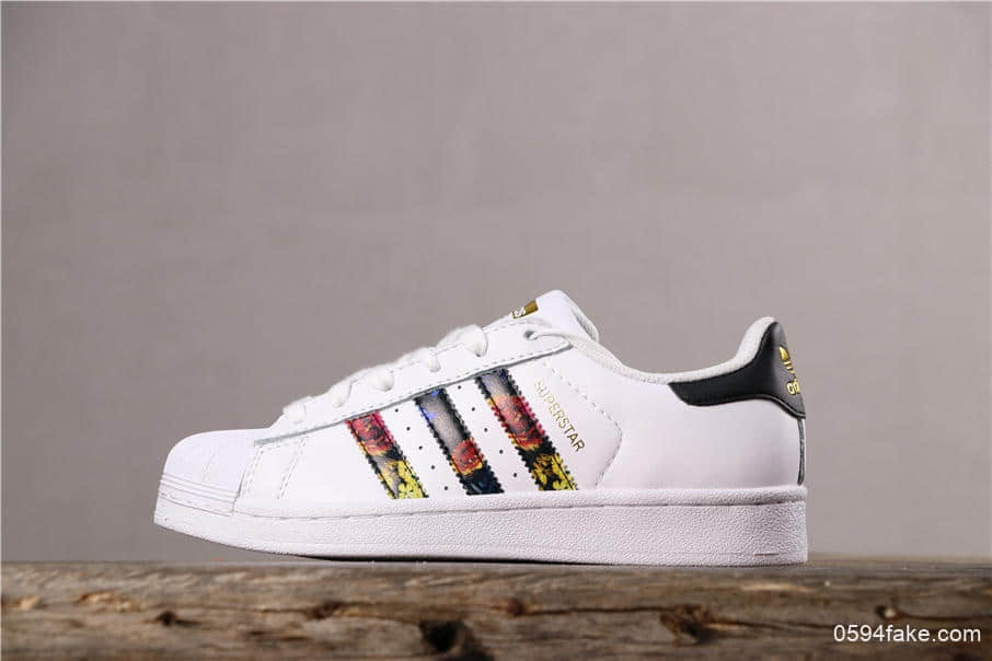 Adidas Originals Superstar阿迪达斯贝壳头板鞋金标白花卉真标带半码原楦高密度EVA发泡软中底 (ID:4135) - 图片1