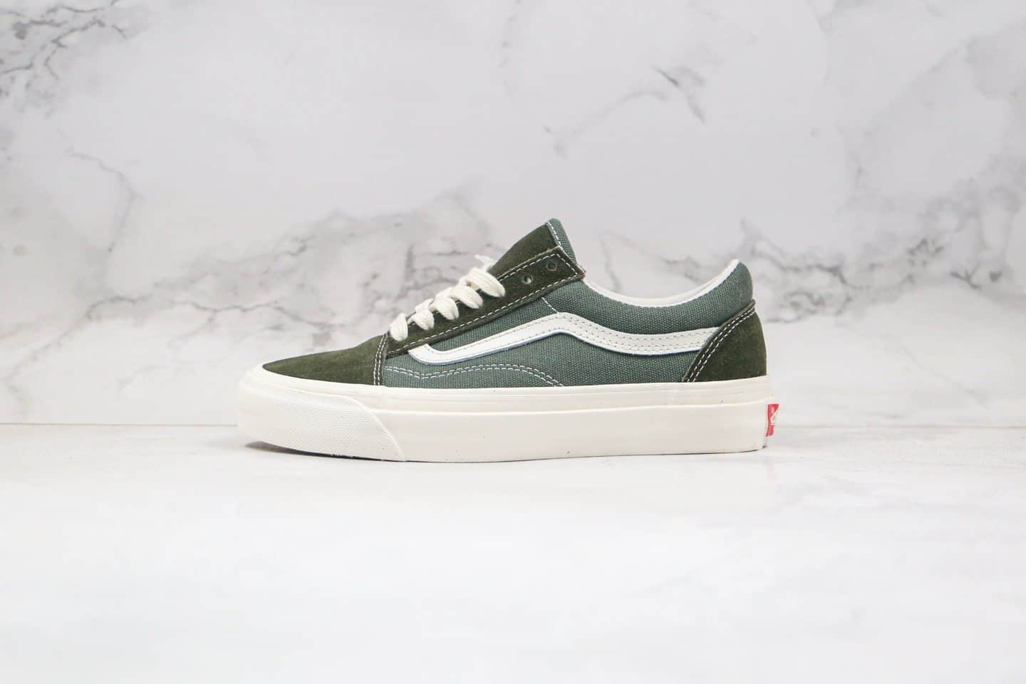 万斯Vans Vault OG Old Skool LX公司级版本麂皮板鞋军绿色原版原楦蓝盒 (ID:41391) - 图片1