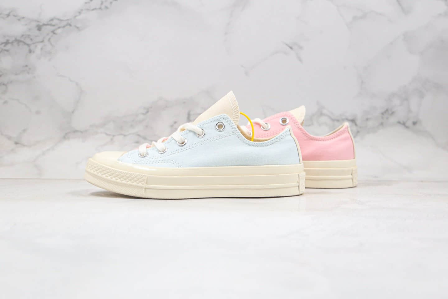 匡威Converse Tri-Panel Renew公司级版本张艺兴同款马卡龙环保粉蓝色正确双围条硫化蓝底 (ID:41761) - 图片1