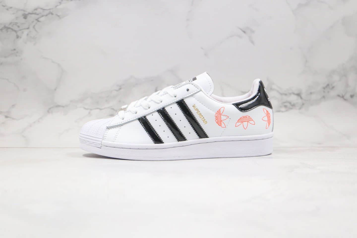 阿迪达斯Adidas Stan Smith纯原版本三叶草贝壳头白金LOGO粉色印花原盒原标 (ID:41928) - 图片1