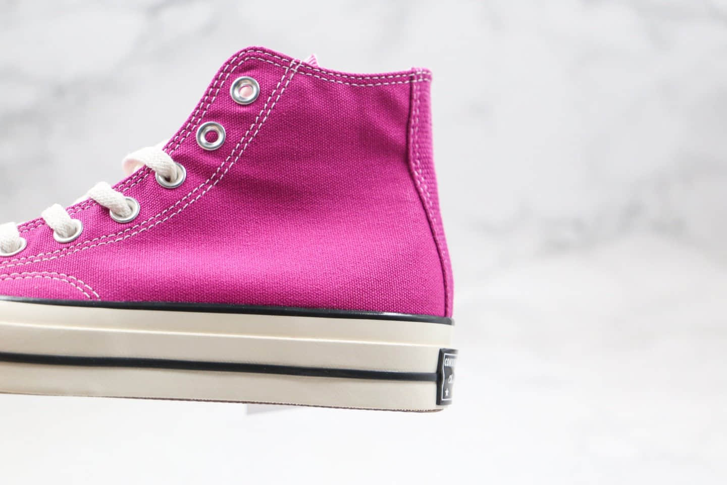匡威Converse 1970s公司级版本高帮暗紫色帆布鞋蓝底双围条 货号:168503C