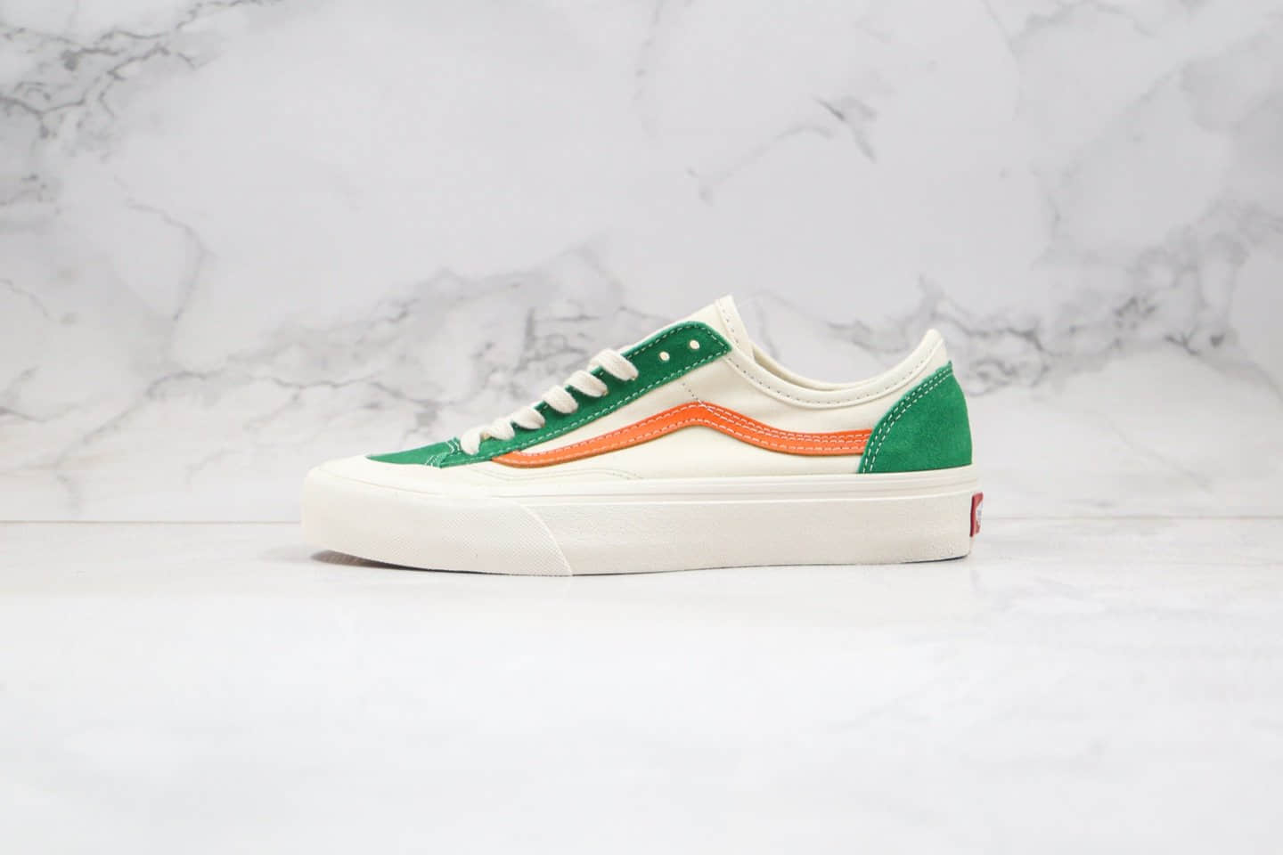 万斯Vans Style36 SF公司级版本低帮杀人鲸半月包头米白绿橘橙色硫化板鞋 (ID:42972) - 图片1