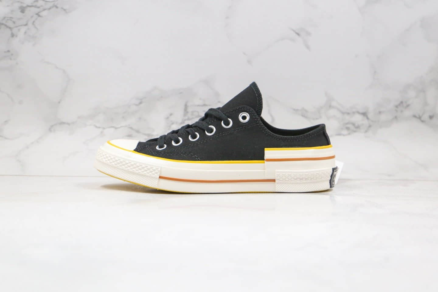 匡威Converse Chuck 70公司级版本低帮解构拼接撞色三围条黑白色帆布鞋原厂硫化大底正确硅蓝软中底 (ID:43084) - 图片1