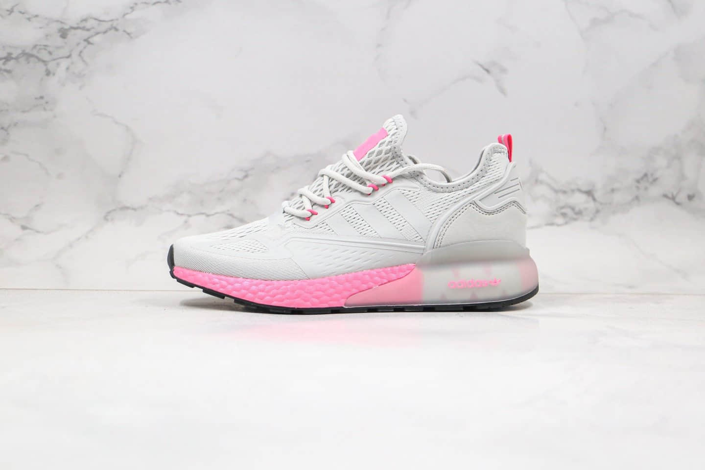 阿迪达斯Adidas Originals ZX 2K Boost纯原版本易烊千玺同款ZX 2K爆米花跑鞋灰粉色区别市面通货版本 (ID:43314) - 图片1
