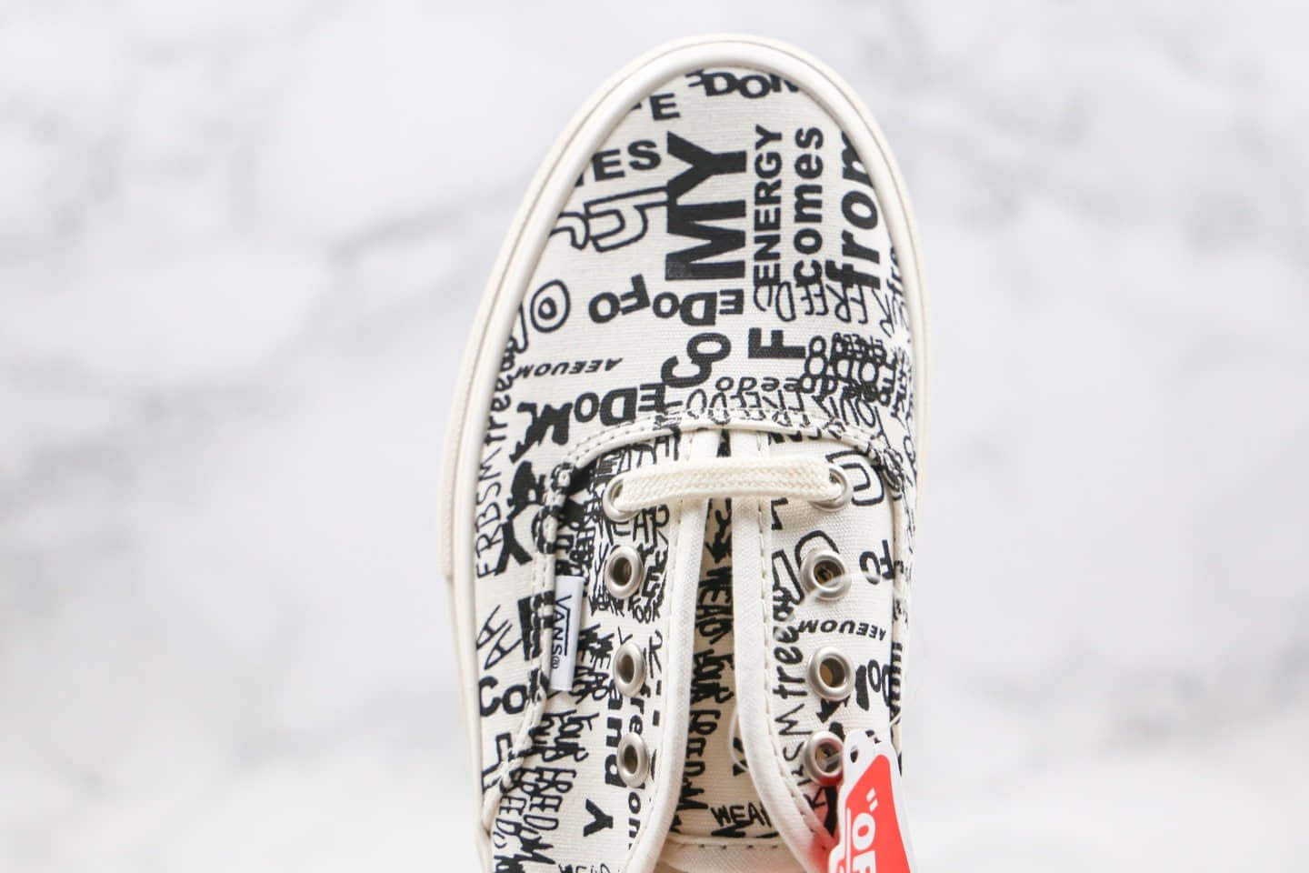 万斯VANS VAULT x COMME des GARCONS Authentic LX 敏感内容G川久保玲联名款公司级版本字母涂鸦印花白黑色限量版原盒原标 型号:SYV57