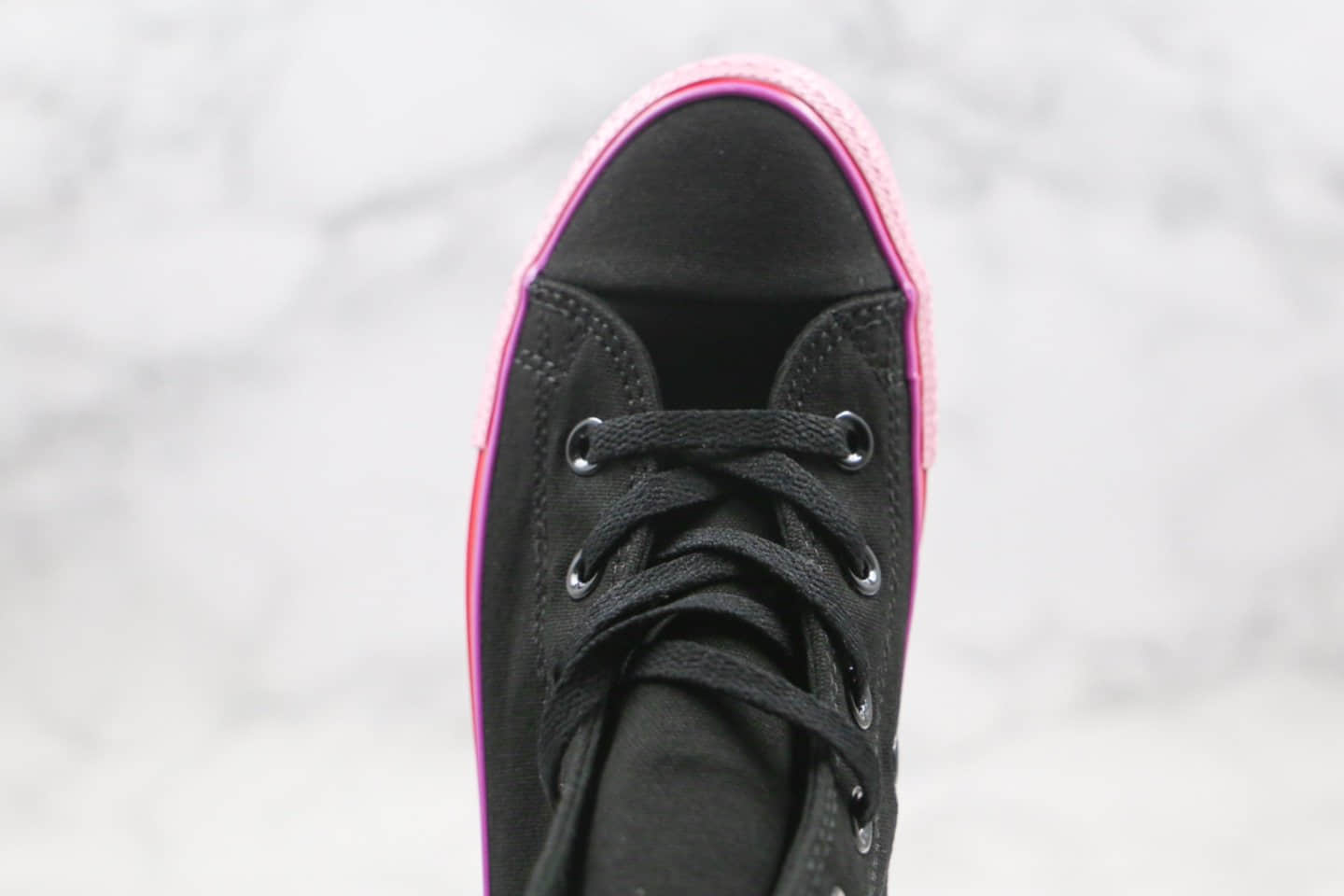 匡威Converse All Star公司级版本高帮小红书爆款黑粉色撞色拼接帆布鞋原楦头纸板打造 货号:568804C