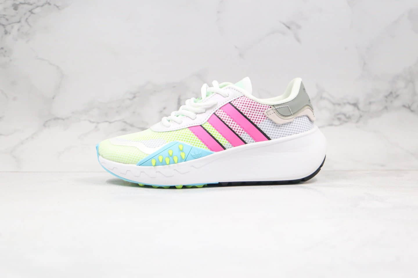 阿迪达斯Adidas Originals Marathon Running纯原版本三叶草幻影马拉松增高慢跑鞋粉绿色原楦头纸板打造 (ID:43895) - 图片1