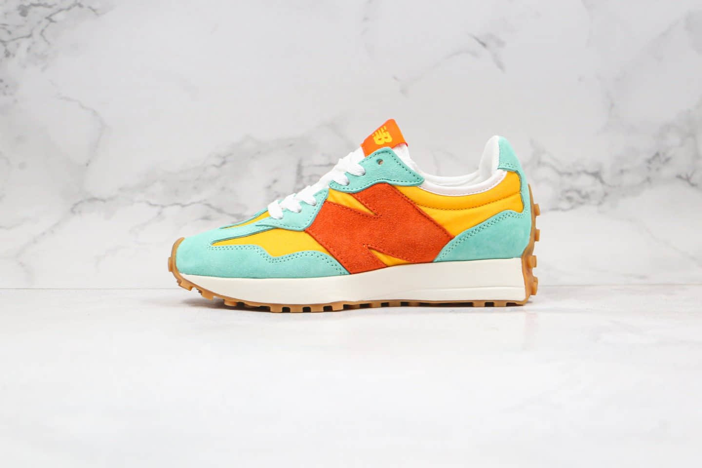 新百伦New Balance 327纯原版本复古慢跑鞋NB327糖果黄绿色正确鞋面材质区别市面通货版本 (ID:43903) - 图片1
