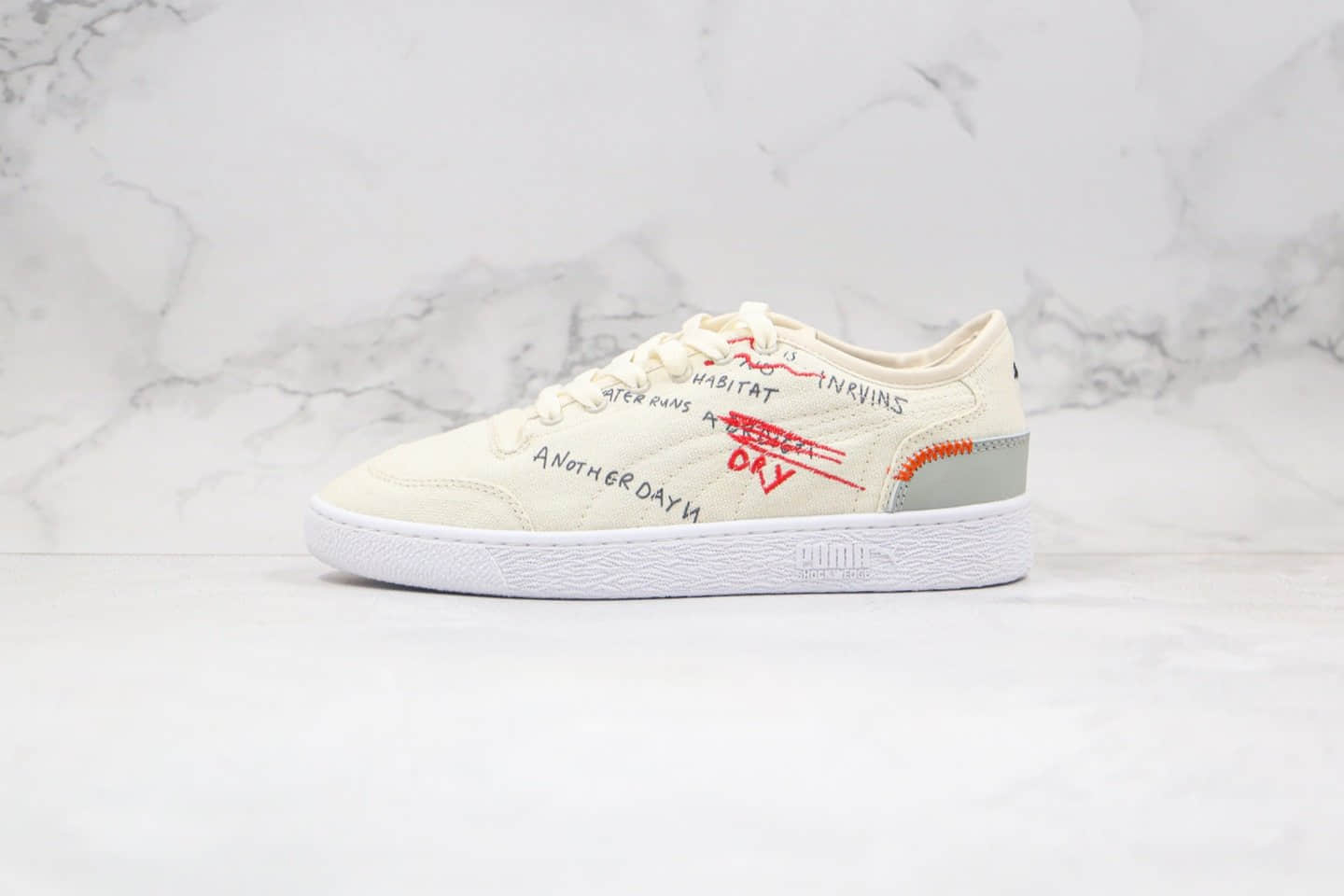 彪马Puma x Central Saint Martins Ralph纯原版本节约用水联名款低帮字母涂鸦米白色板鞋原盒原标 (ID:43943) - 图片1
