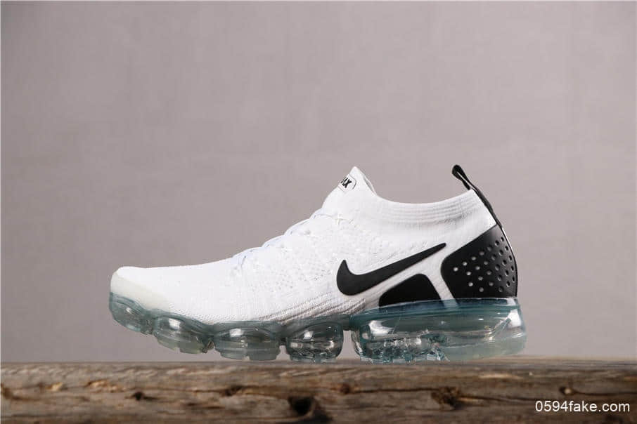 Nike Air VaporMax FLYKNIT 2耐克全掌气垫2.0白黑纯原带半码 百搭慢跑鞋 (ID:4417) - 图片1