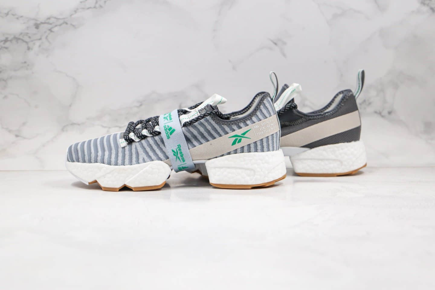 阿迪达斯Adidas Instapump Fury Boost Prototype x Reebok纯原版本锐步联名款爆米花跑鞋陈伟霆同款灰蓝色 (ID:44361) - 图片1