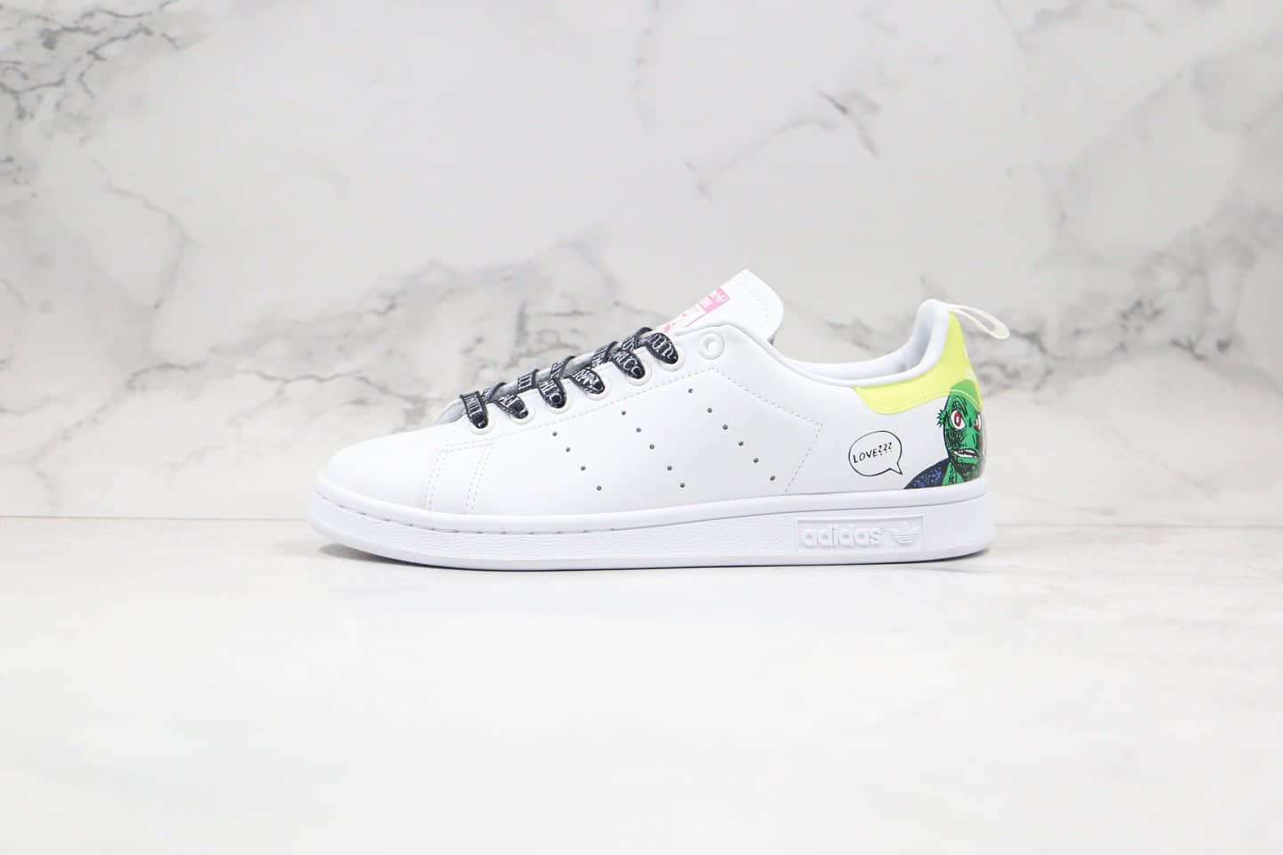 阿迪达斯Adidas Originals Stan Smith W纯原版本三叶草史密斯柠檬黄绿尾乌龟卡通涂鸦配色原档案数据开发 (ID:44589) - 图片1