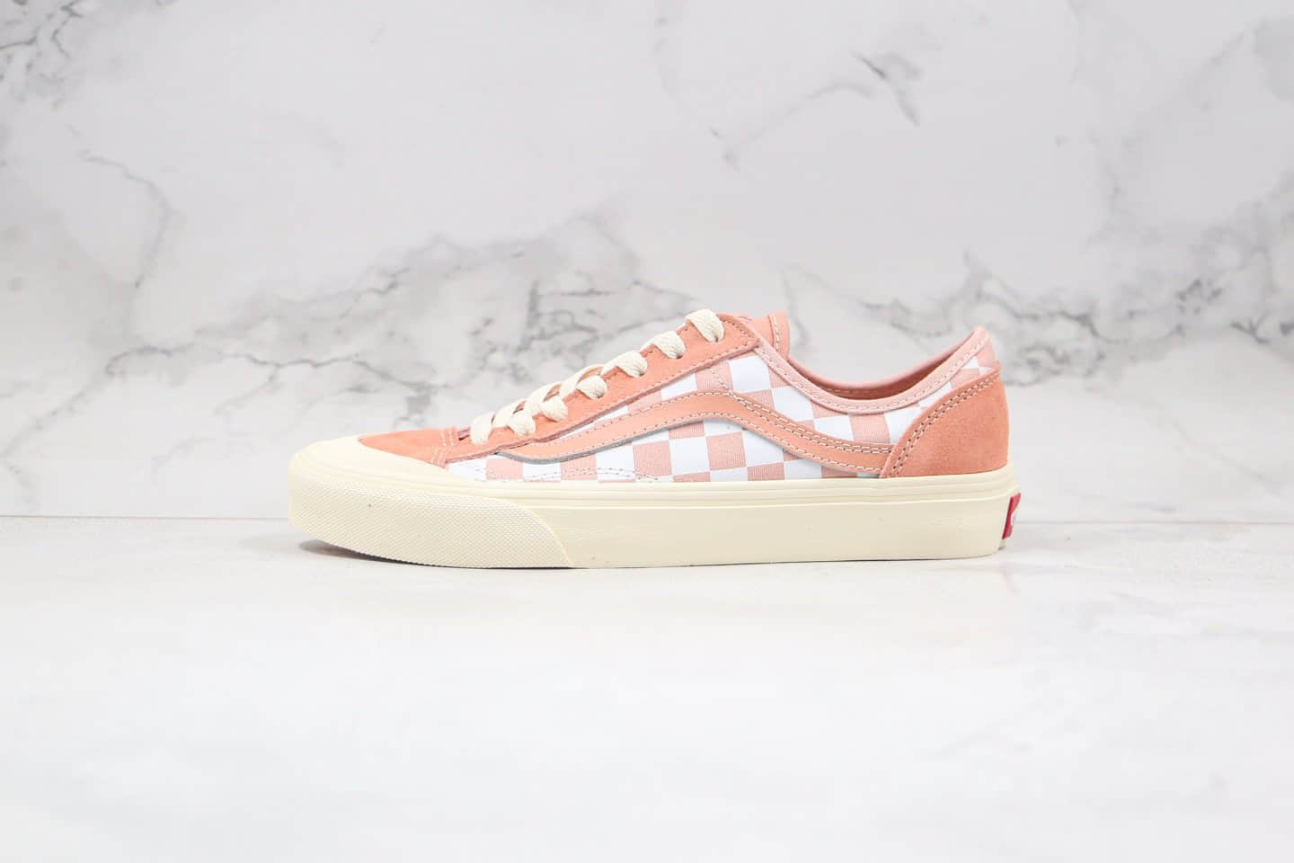 万斯Vans Style 36 Cecon SF公司级版本半月包头棋盘格板鞋粉橘色原厂硫化工艺 (ID:44865) - 图片1