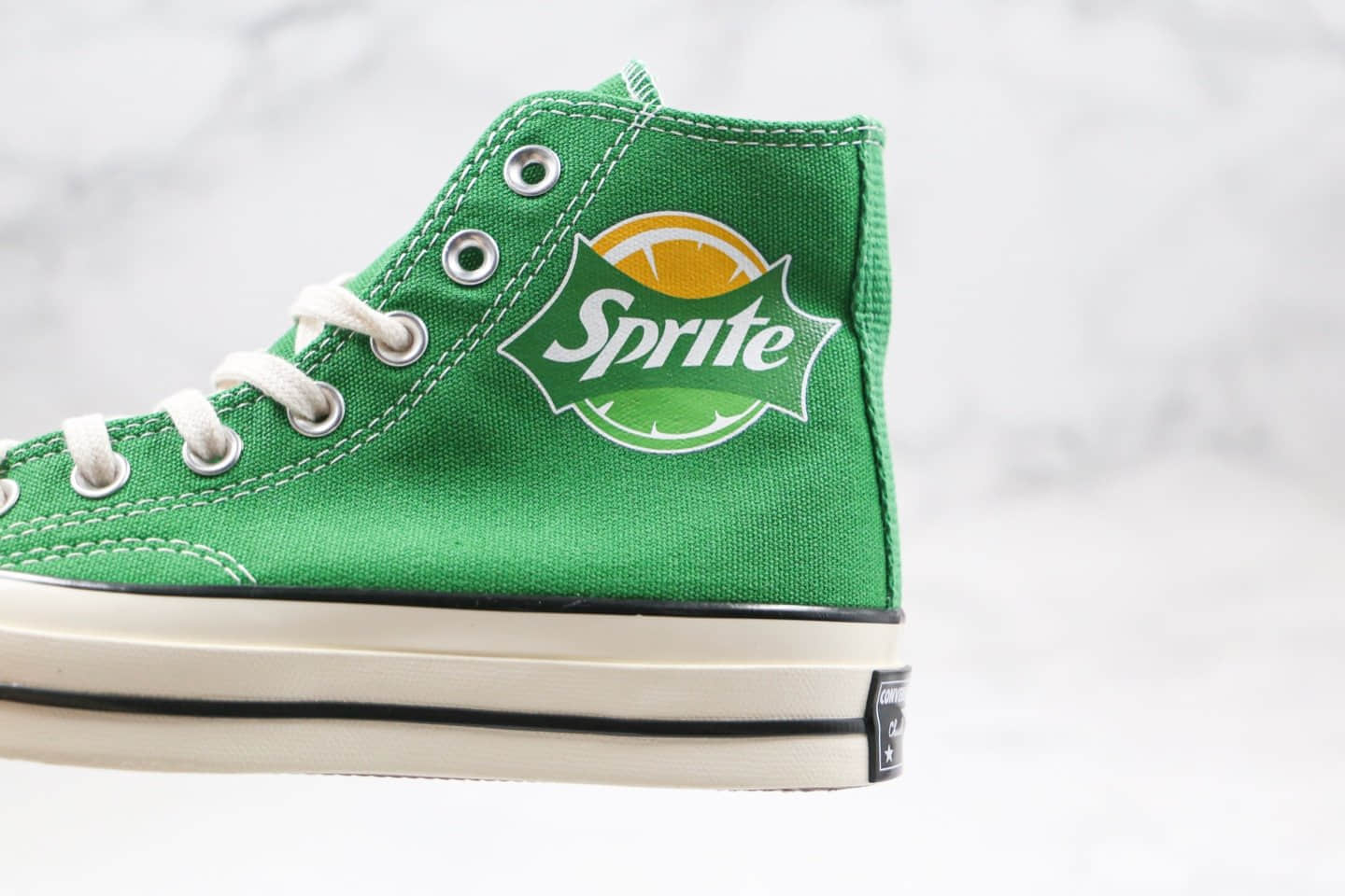 匡威Converse x Sprite公司级版本雪碧汽水联名款高帮绿色帆布鞋正确双围条PU硅蓝软中底 货号:188603C