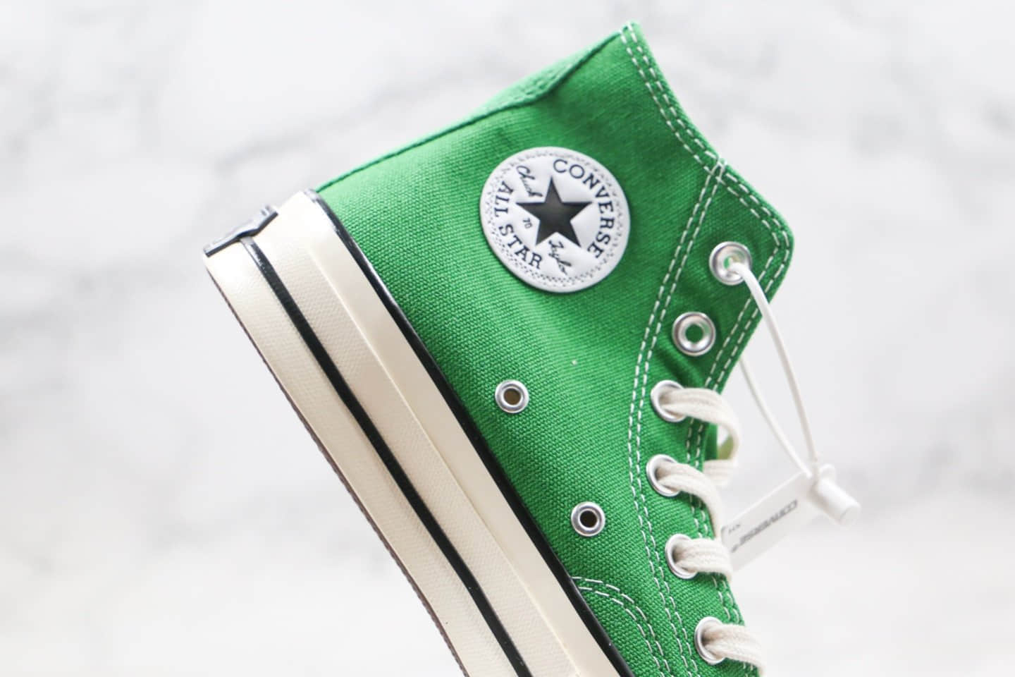 匡威Converse x Sprite公司级版本雪碧汽水联名款高帮绿色帆布鞋正确双围条PU硅蓝软中底 货号:188603C